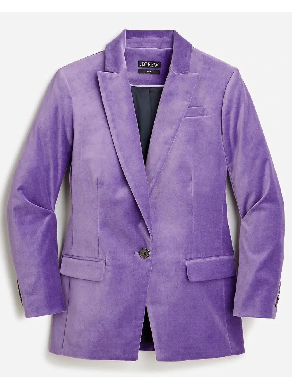J. Crew Women's Willa Purple Stretch Velvet Blazer Jacket One Button 4
